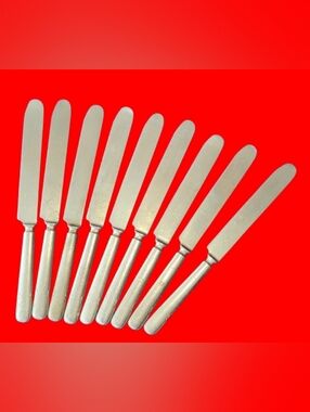 Royal Manufacturing Co. Brazil Silver Butter Knives floral ⚘ Antique Lot, 9pc